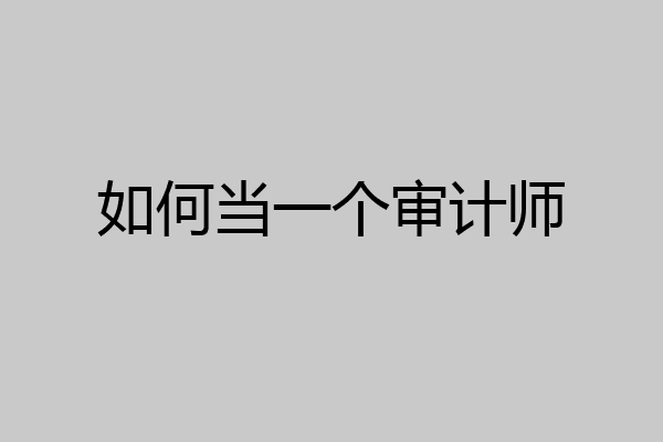 如何当一个审计师