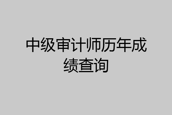 中级审计师历年成绩查询