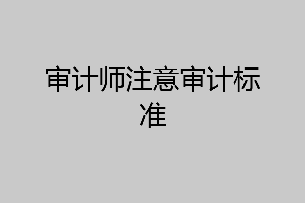 审计师注意审计标准