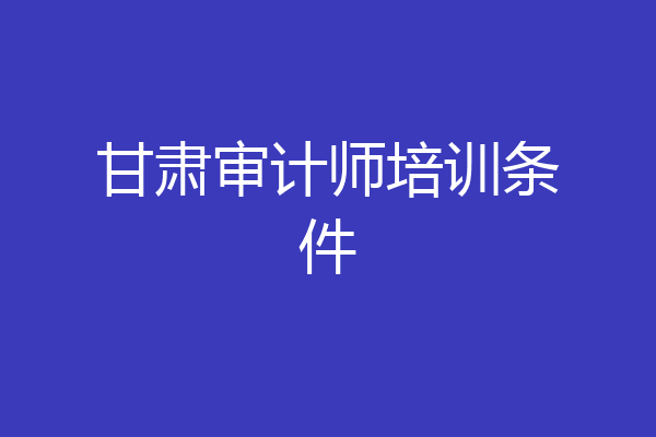 甘肃审计师培训条件