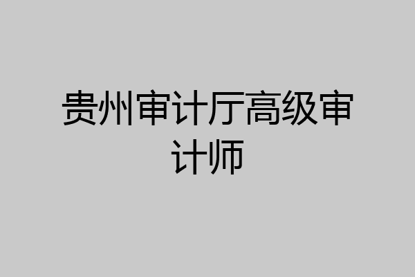 贵州审计厅高级审计师