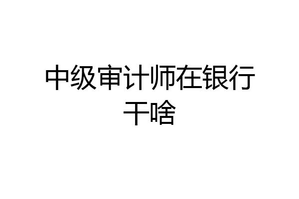 中级审计师在银行干啥
