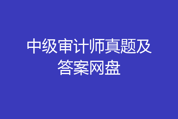 中级审计师真题及答案网盘