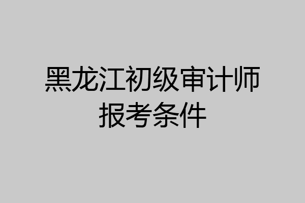 黑龙江初级审计师报考条件