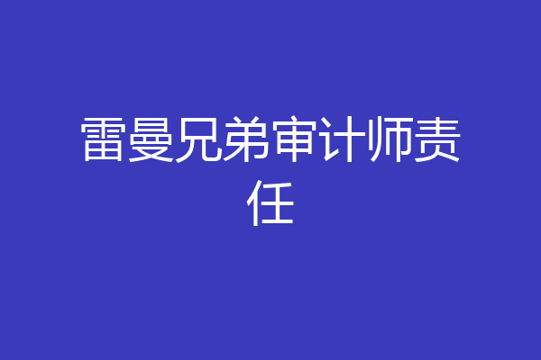 雷曼兄弟审计师责任