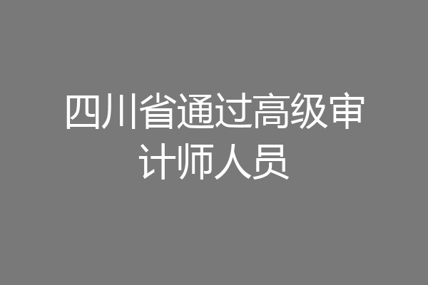 四川省通过高级审计师人员