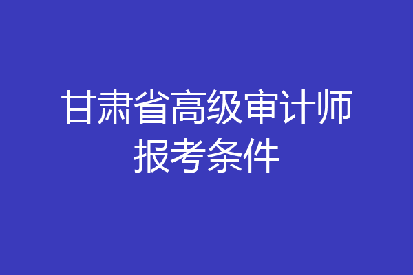 甘肃省高级审计师报考条件