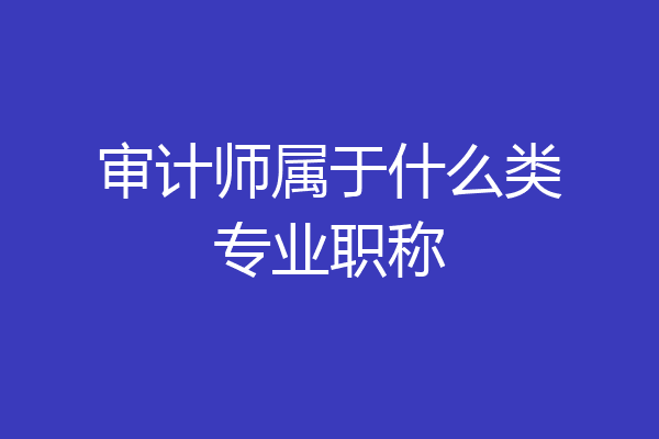 审计师属于什么类专业职称