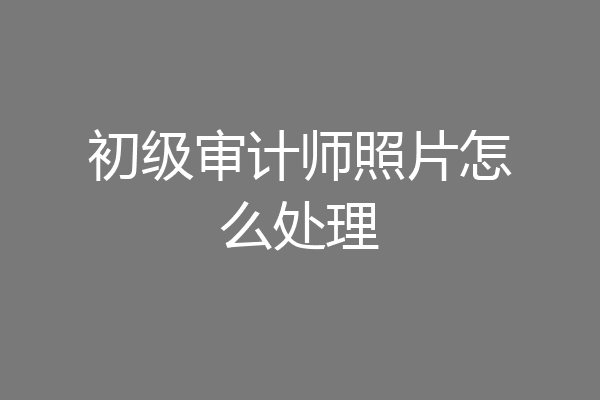 初级审计师照片怎么处理