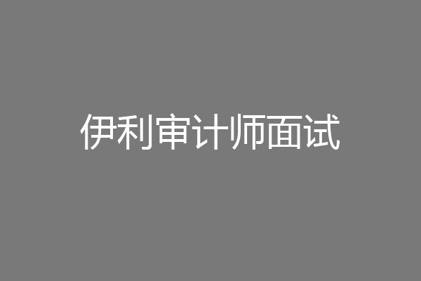 伊利审计师面试