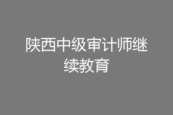 陕西中级审计师继续教育