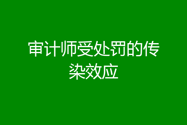 审计师受处罚的传染效应