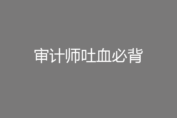 审计师吐血必背