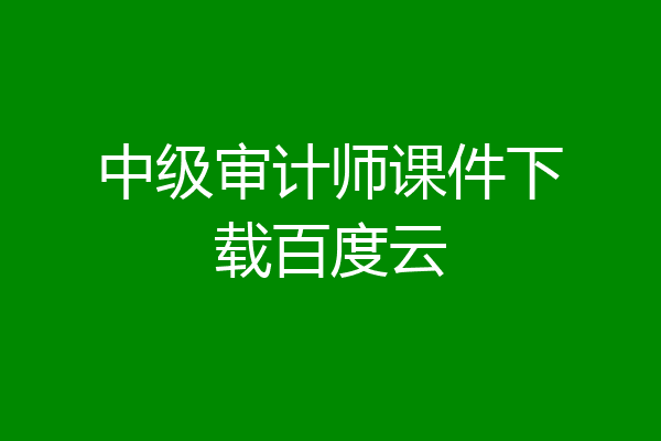 中级审计师课件下载百度云