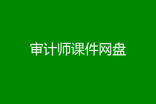 审计师课件网盘