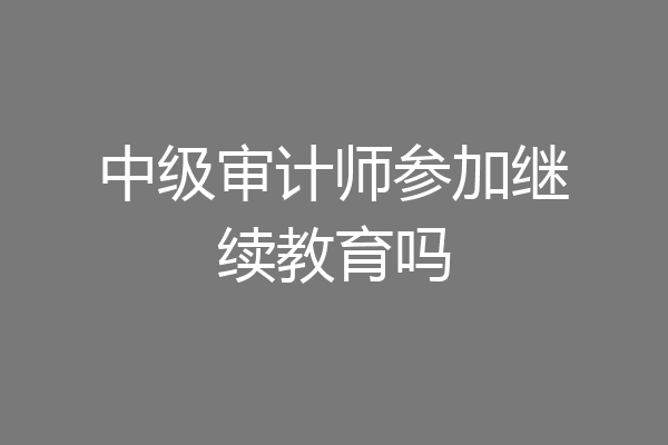 中级审计师参加继续教育吗