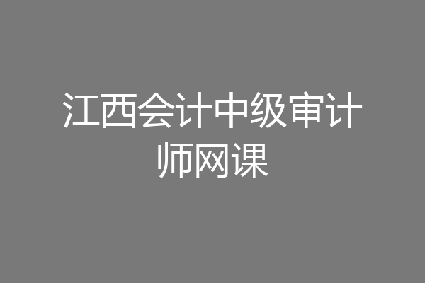 江西会计中级审计师网课
