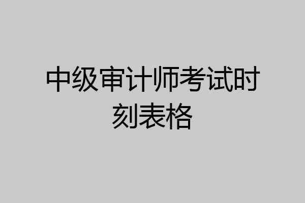 中级审计师考试时刻表格