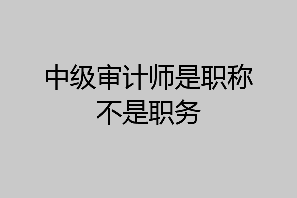 中级审计师是职称不是职务