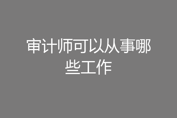 审计师可以从事哪些工作