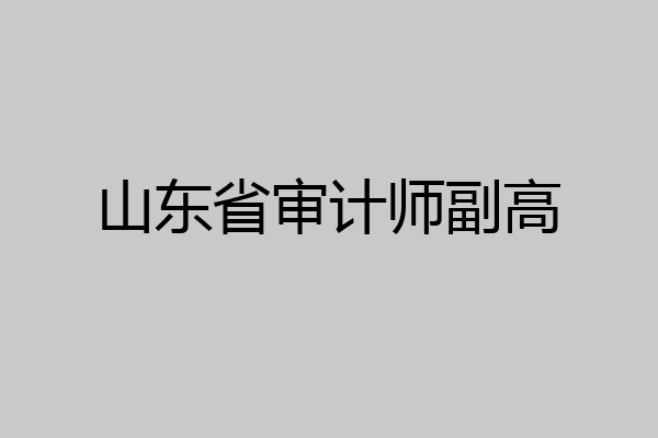 山东省审计师副高