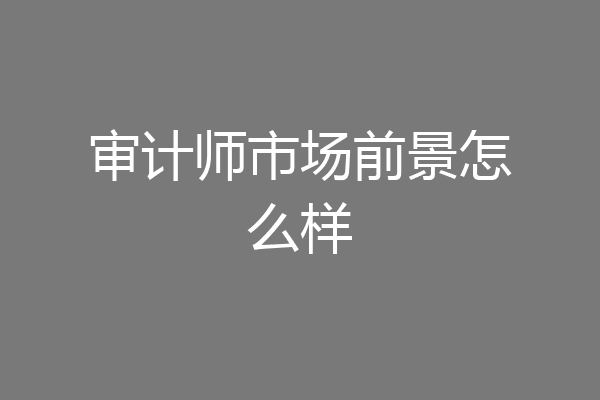 审计师市场前景怎么样