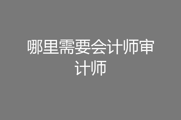 哪里需要会计师审计师
