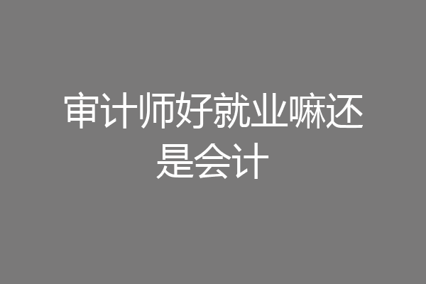 审计师好就业嘛还是会计