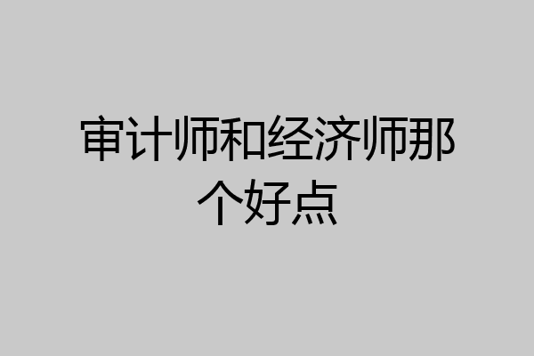审计师和经济师那个好点