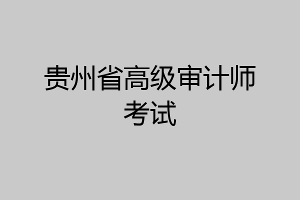 贵州省高级审计师考试