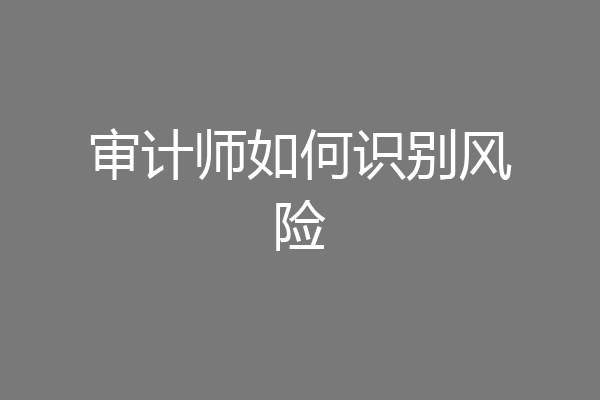 审计师如何识别风险