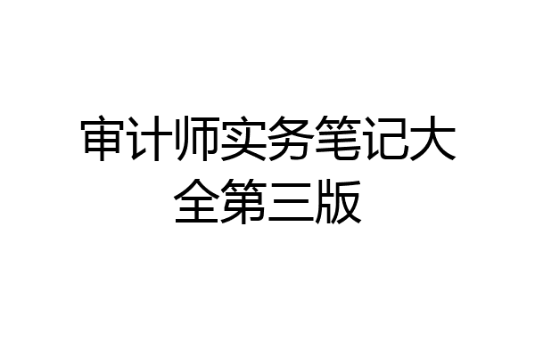 审计师实务笔记大全第三版