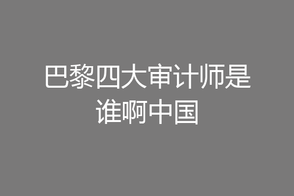 巴黎四大审计师是谁啊中国