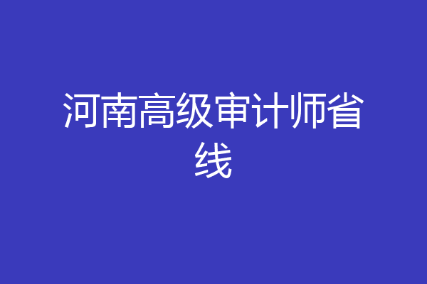 河南高级审计师省线