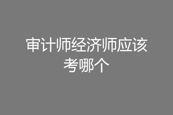 审计师经济师应该考哪个