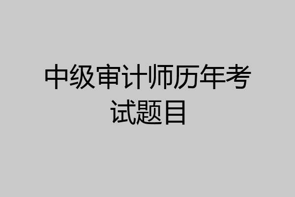 中级审计师历年考试题目