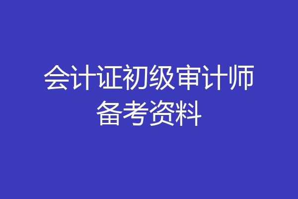 会计证初级审计师备考资料