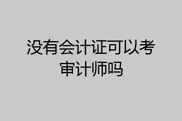 没有会计证可以考审计师吗
