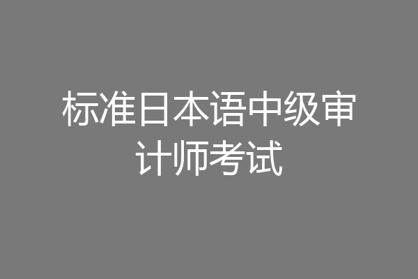 标准日本语中级审计师考试