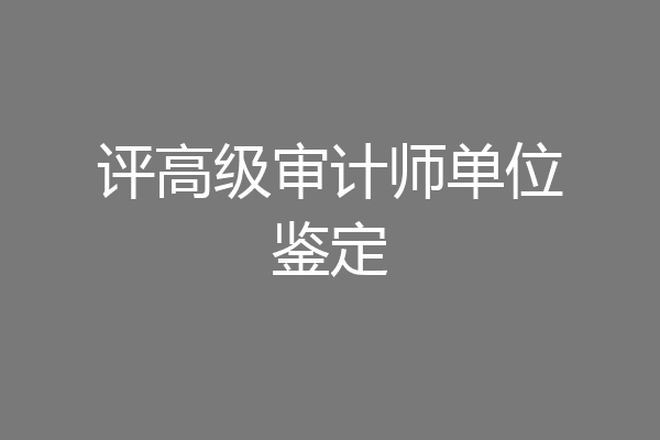 评高级审计师单位鉴定