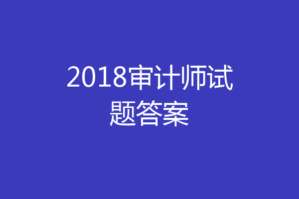 2018审计师试题答案