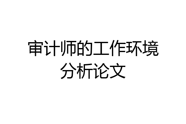 审计师的工作环境分析论文