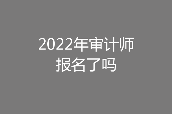 2022年审计师报名了吗
