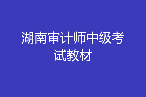 湖南审计师中级考试教材