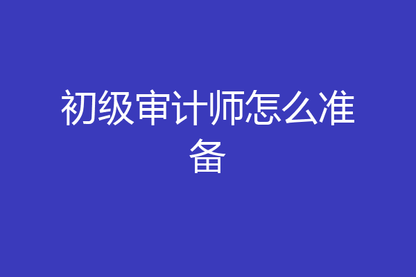 初级审计师怎么准备