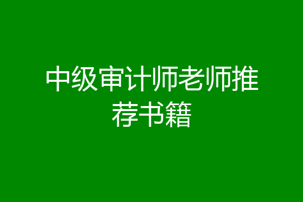中级审计师老师推荐书籍