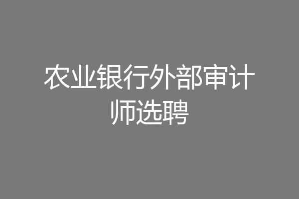 农业银行外部审计师选聘