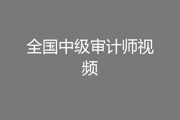 全国中级审计师视频