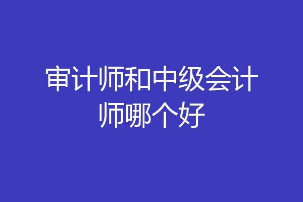 审计师和中级会计师哪个好