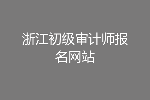 浙江初级审计师报名网站